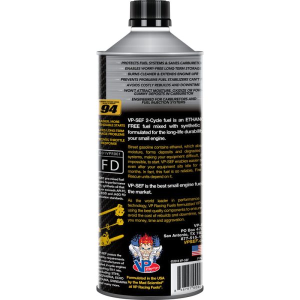 VP Racing Fuels Small Engine Ethanol-Free 2-Cycle 50:1 Pre-Mixed Fuel 1 qt on Sale